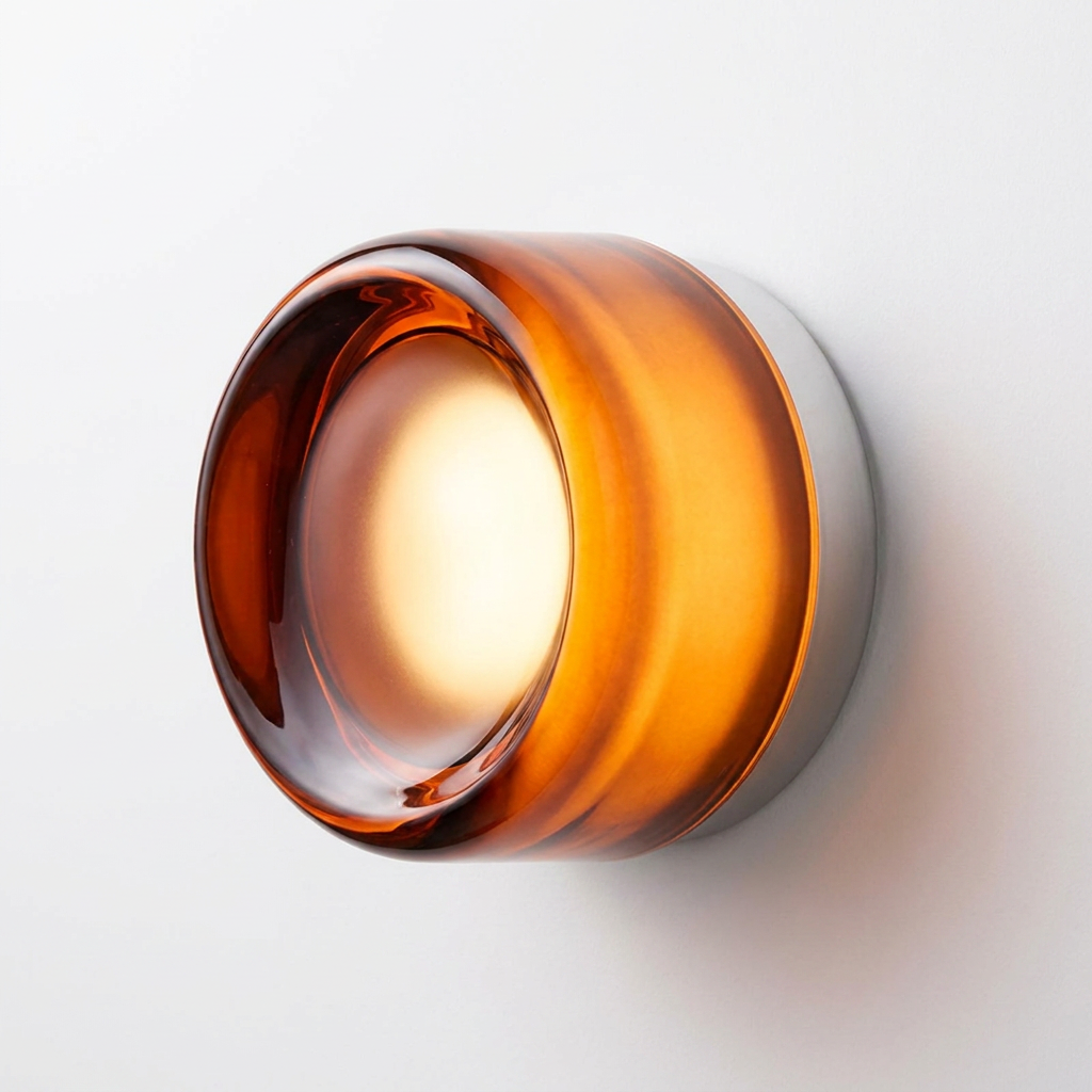 Nordic dimpled glass wall light by lunavera — round Ø 13 cm shade with warm white LED