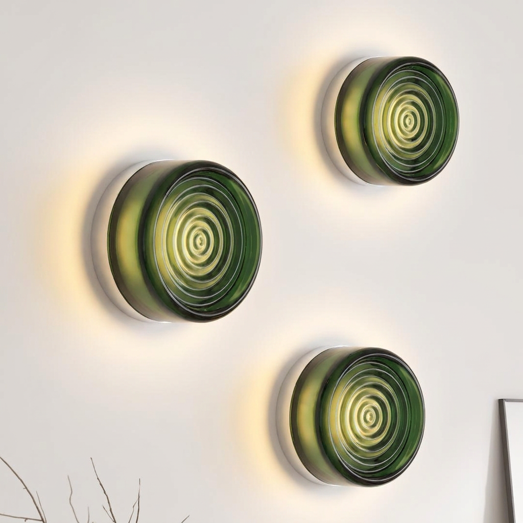 Fresnel-lens inspired glass wall light by lunavera — designer bedside wall lighting