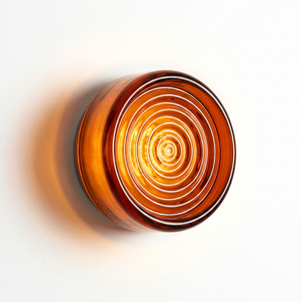 Fresnel ribbed glass wall light by lunavera — concentric stepped rings, Ø 13 cm