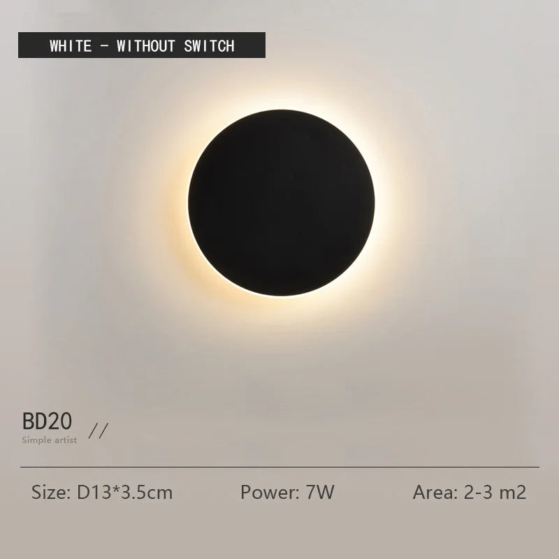 lunavera round motion sensor wall light — modern design
