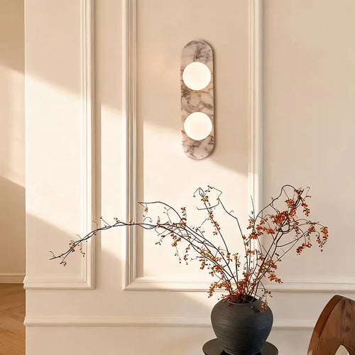 lunavera marble wall light with one, two or three glass shades