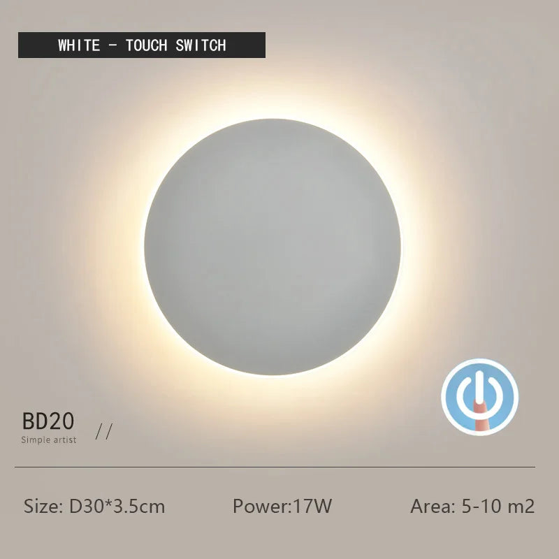 lunavera round sensor wall lamp for bedside