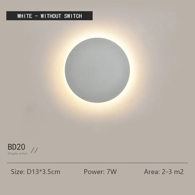 lunavera round wall light — touch and sensor versions