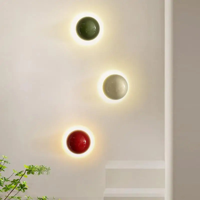 Modern Led Wall Lamp Red Round Metal Wall Lights for Bedroom Living Room Corridor Ceiling Lamp Designer Cream Decorative Room