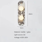 Three-light marble and glass wall light by lunavera — 60 cm