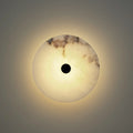 lunavera round marble wall light on iron frame