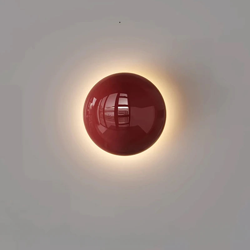Modern Led Wall Lamp Red Round Metal Wall Lights for Bedroom Living Room Corridor Ceiling Lamp Designer Cream Decorative Room